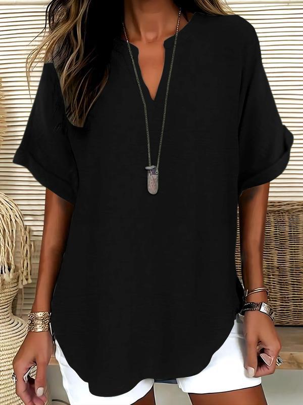 Mila™ | Relaxed Notched-Neck Blouse