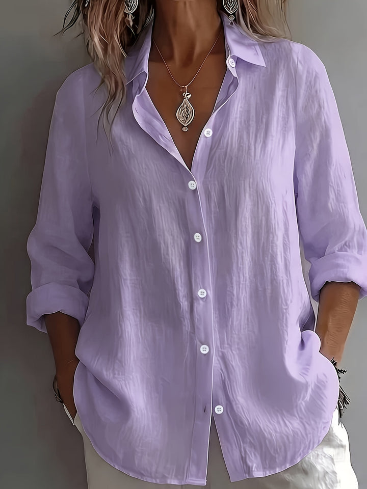 Selene™ | Relaxed Luxe Linen Button Blouse