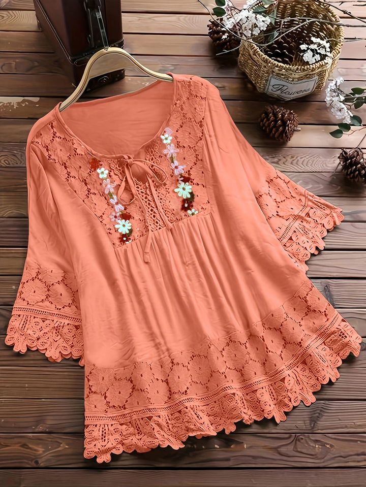 Florence™ | Embroidered Lace Boho Blouse