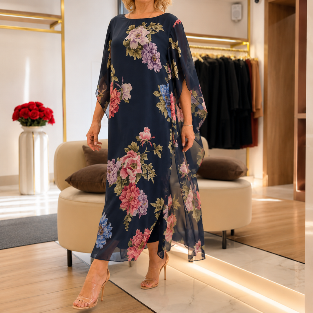 Marisol™ | Elegant Floral Chiffon Occasion Dress