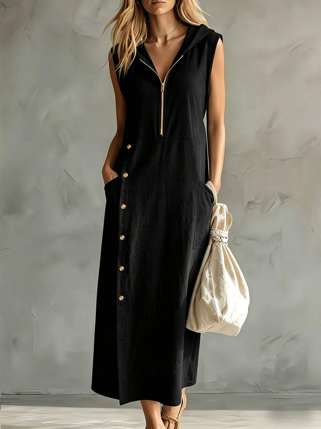 Carol™ | Hooded Button Maxi Dress