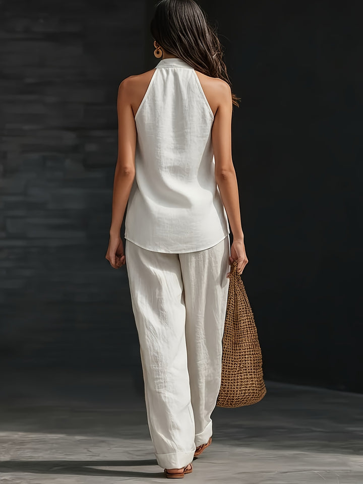 Margot™ | Linen V-Neck Vest & Wide-Leg Trouser Set