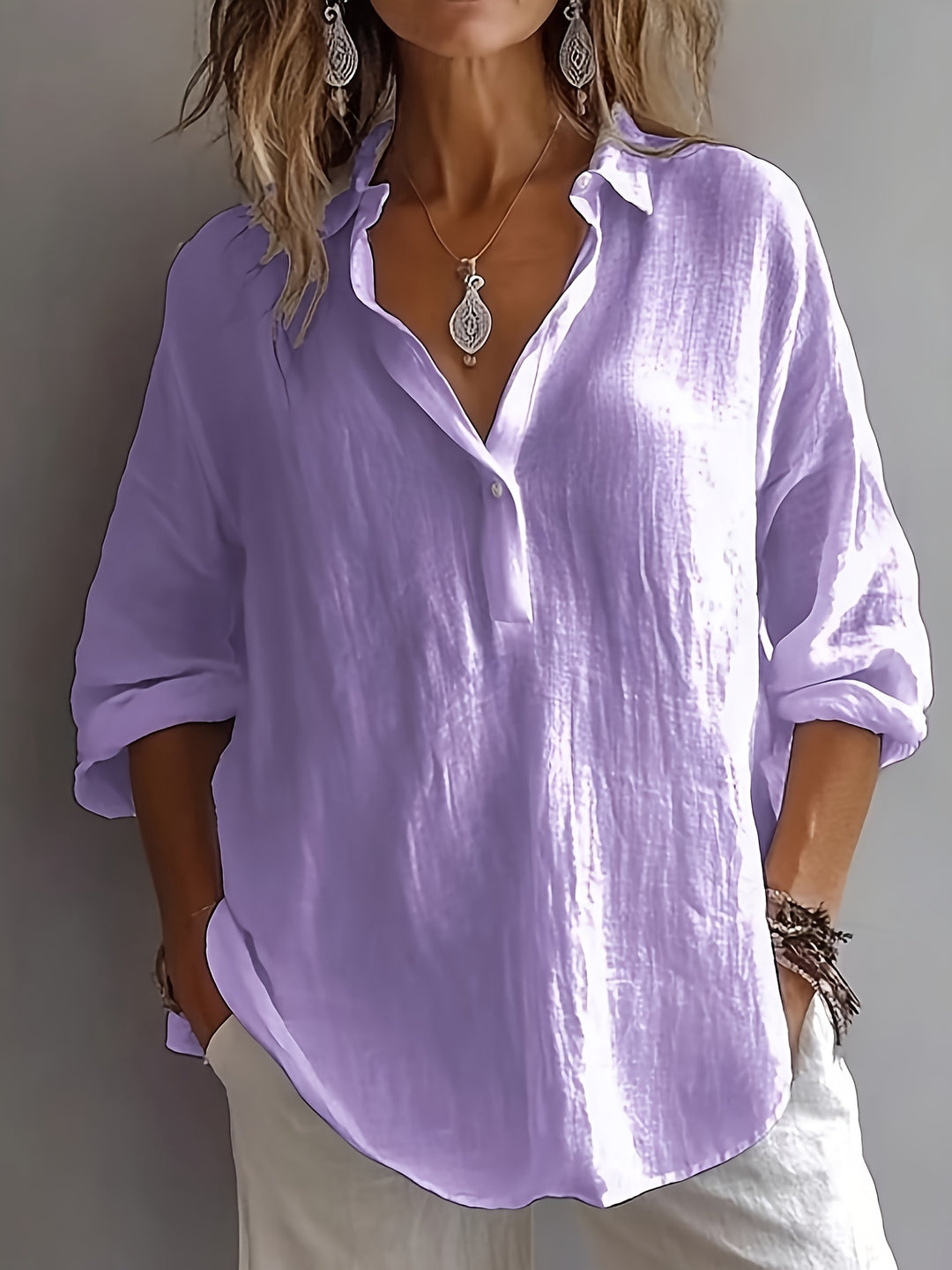 Vivian™ | Oversized Lapel Blouse in Bold Colours