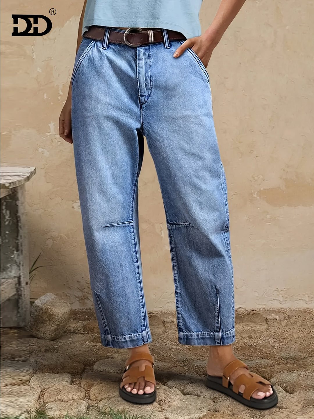 Jamie™ | Relaxed Barrel-Leg Jeans in Washed Blue