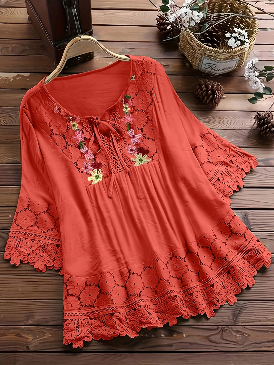 Florence™ | Embroidered Lace Boho Blouse