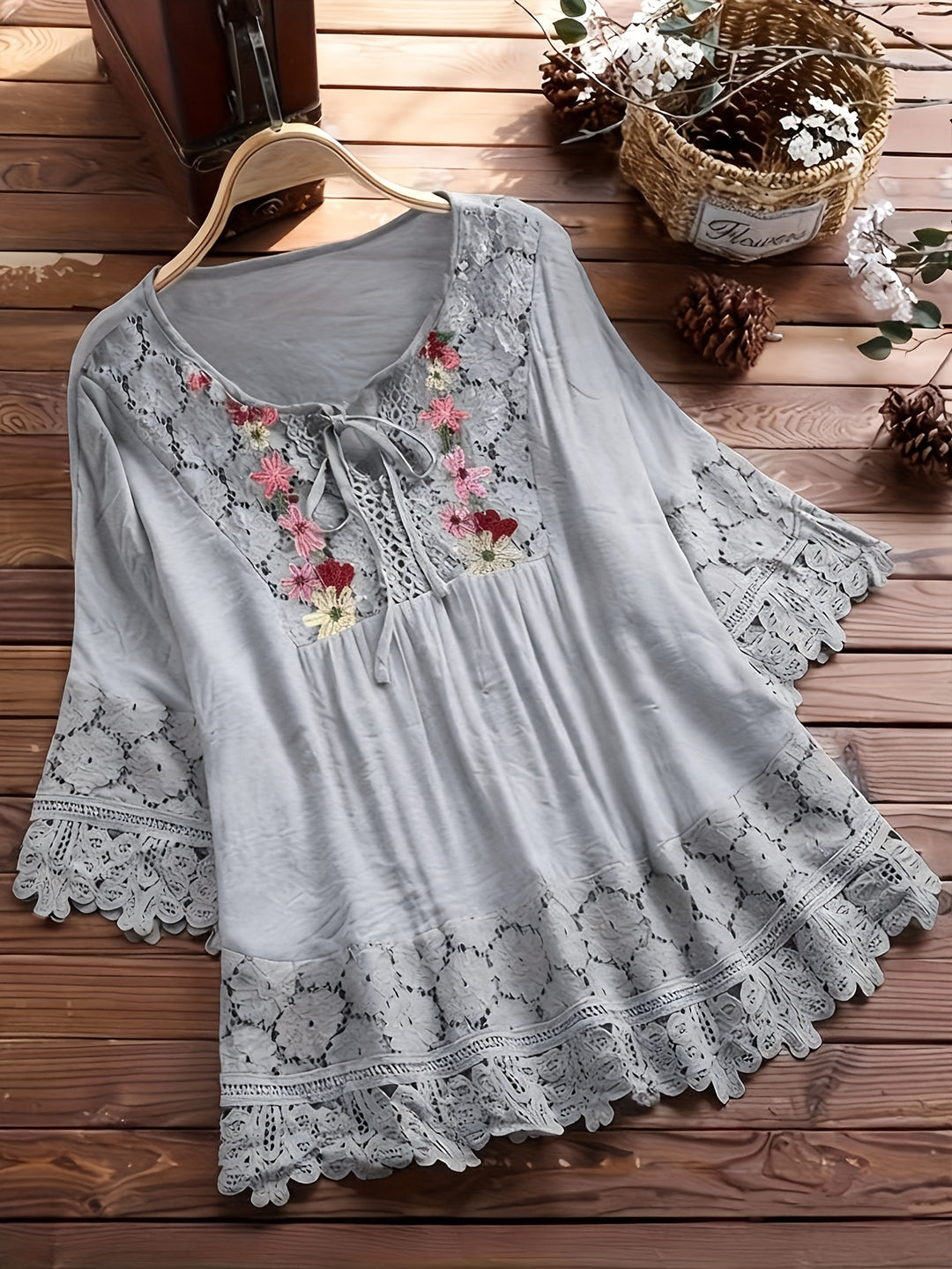 Florence™ | Embroidered Lace Boho Blouse