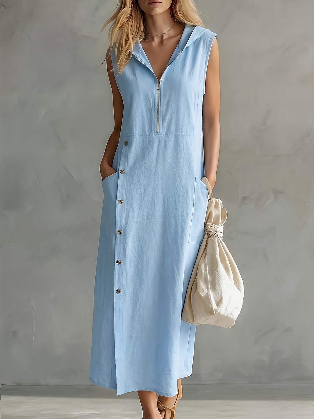 Carol™ | Hooded Button Maxi Dress