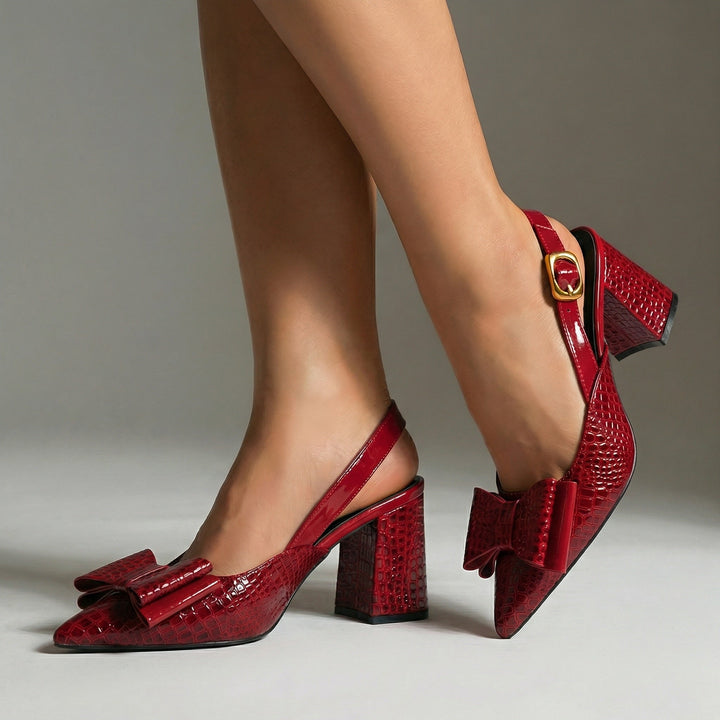 Savannah™ | Croc-Embossed Block Heel Pump with Arch Support
