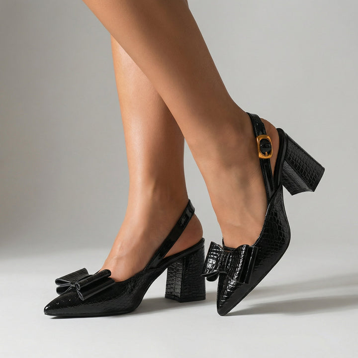 Savannah™ | Croc-Embossed Block Heel Pump with Arch Support