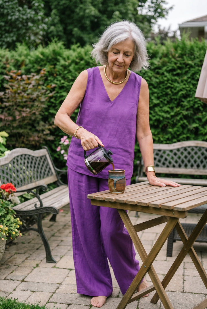 Maya™ | V-Neck Tank Top & Wide-Leg Pants Set