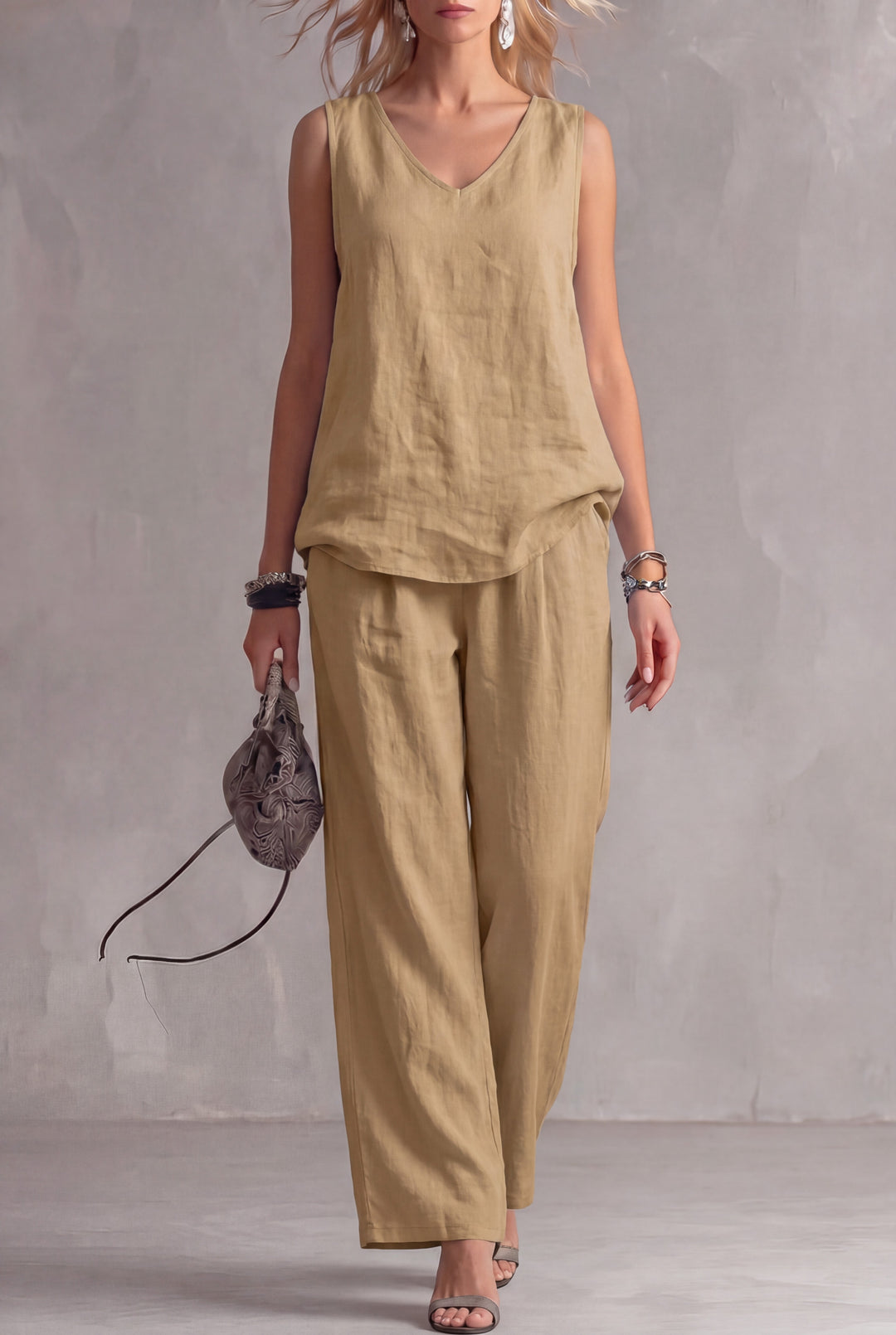 Maya™ | V-Neck Tank Top & Wide-Leg Pants Set