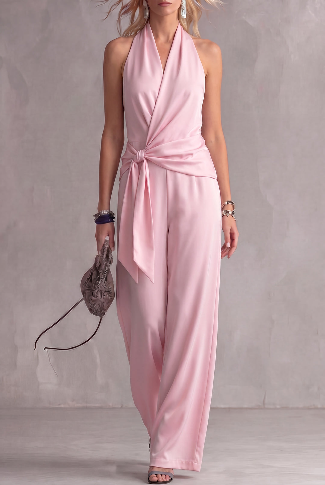 Celestia™ | Luxe Draped Wide-Leg Jumpsuit