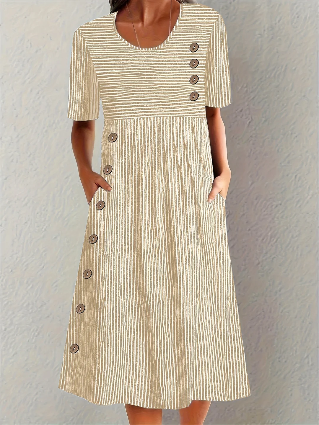Marina™ | Striped Cotton Midi Dress