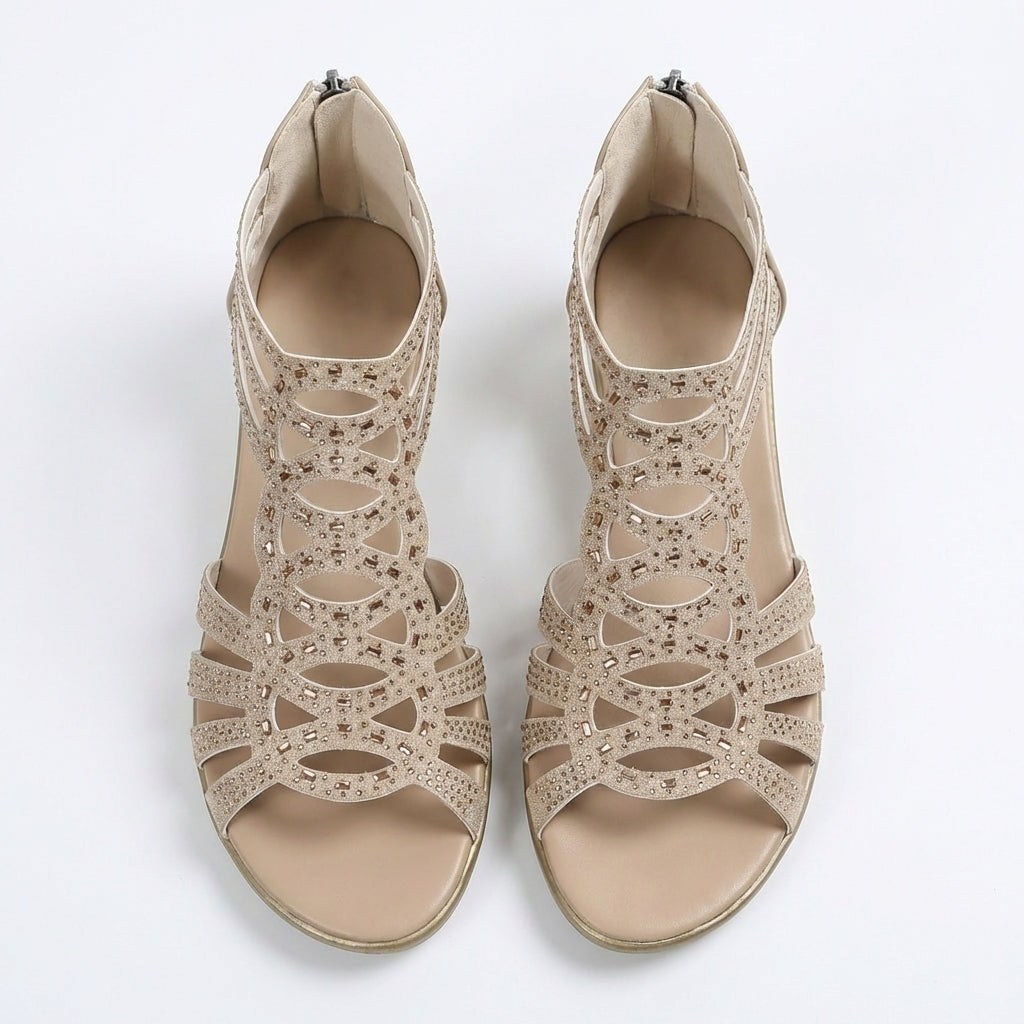 Aurelia™ | Luxe Crystal Comfort Wedge Sandals