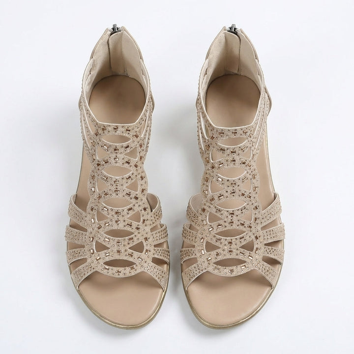 Aurelia™ | Luxe Crystal Comfort Wedge Sandals