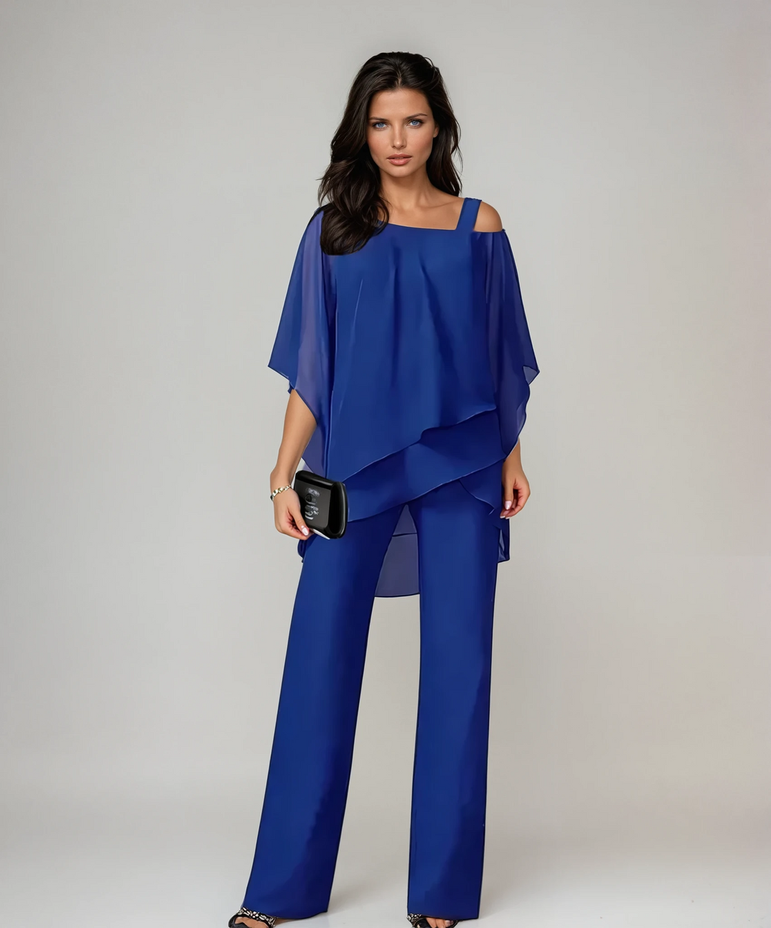 Rosalyn™ | Asymmetric Drape Top & Wide-Leg Trouser Set