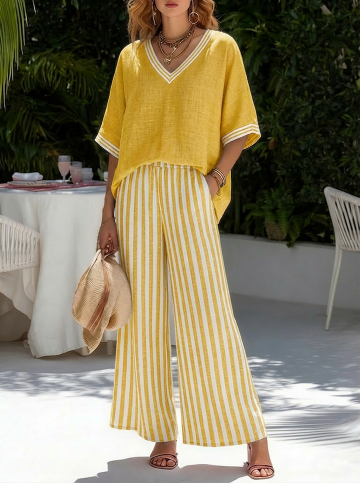 Amélia™ | Luxe Striped Linen Lounge Set