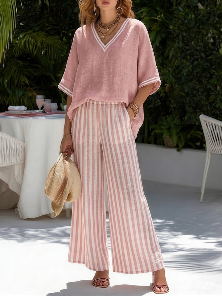 Audrey™ | Striped Linen Two-Piece Summer Set