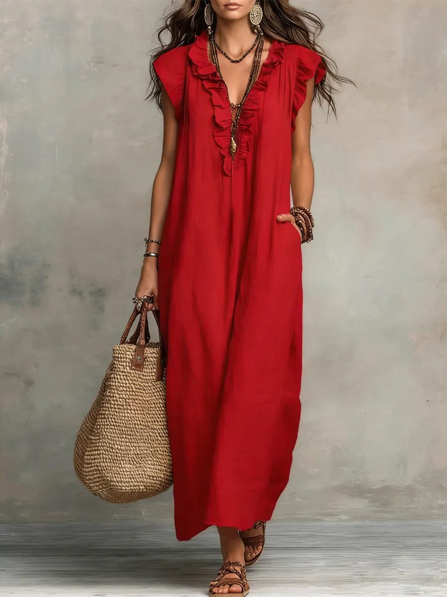 Camellia™ | Long Linen & Cotton Bohemian Dress