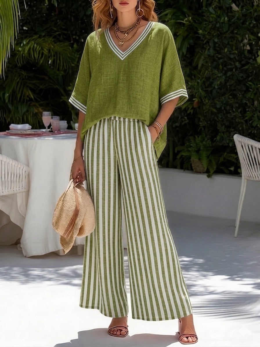 Amélia™ | Luxe Striped Linen Lounge Set