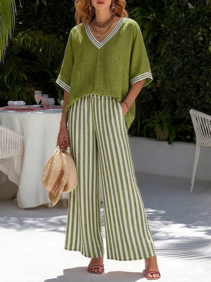 Amélia™ | Luxe Striped Linen Lounge Set