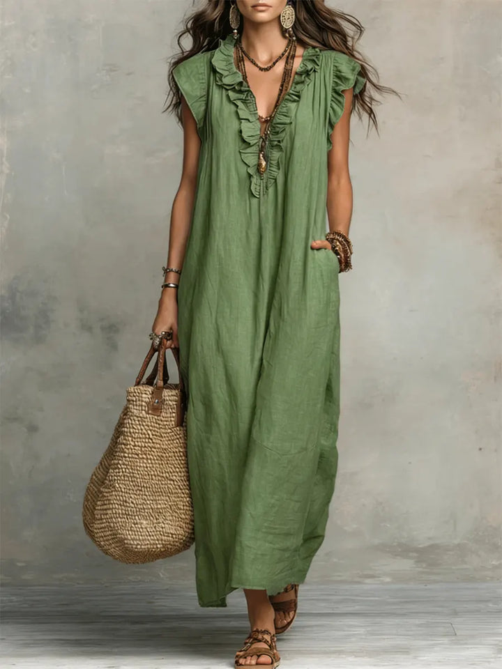 Camellia™ | Long Linen & Cotton Bohemian Dress
