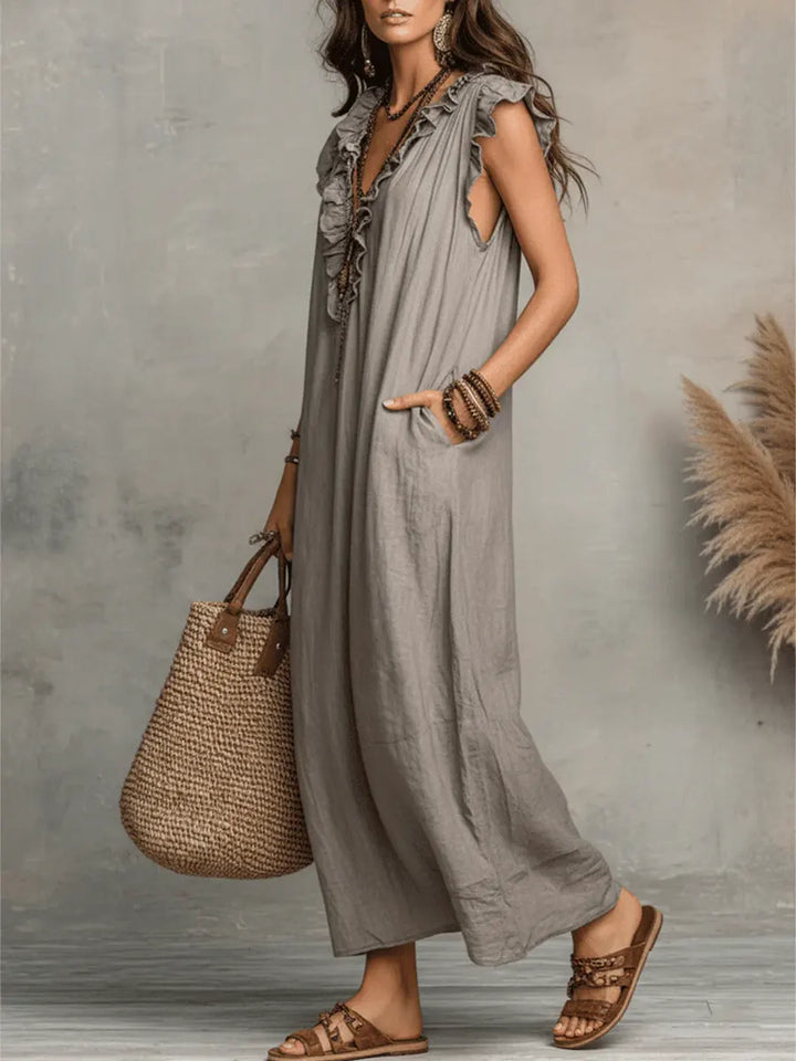 Camellia™ | Long Linen & Cotton Bohemian Dress
