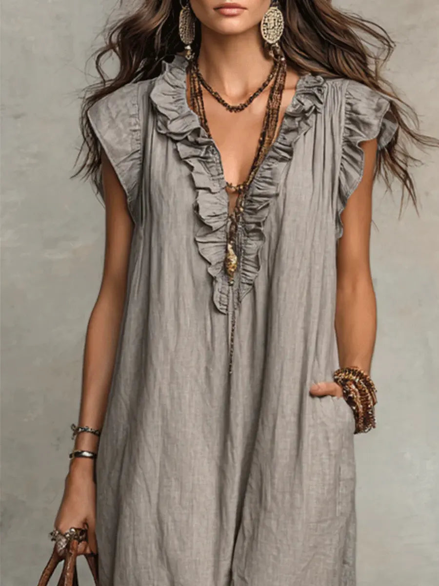 Camellia™ | Long Linen & Cotton Bohemian Dress