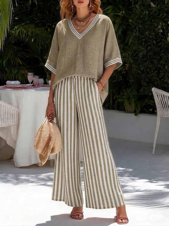 Amélia™ | Luxe Striped Linen Lounge Set