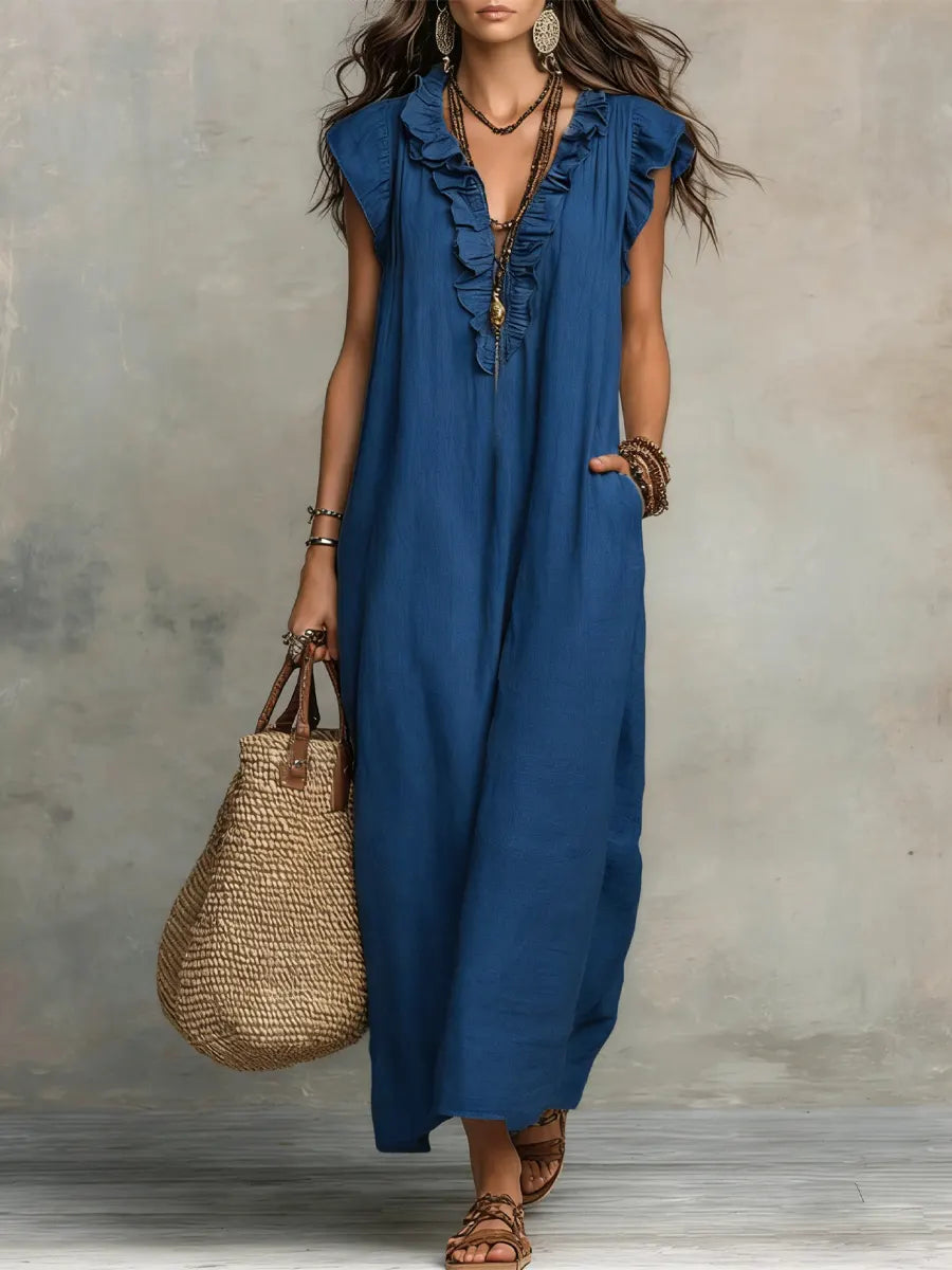 Camellia™ | Long Linen & Cotton Bohemian Dress
