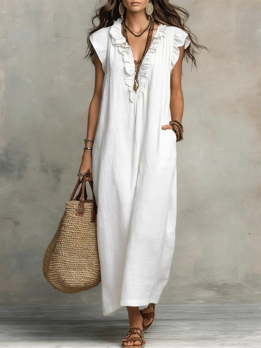 Camellia™ | Long Linen & Cotton Bohemian Dress