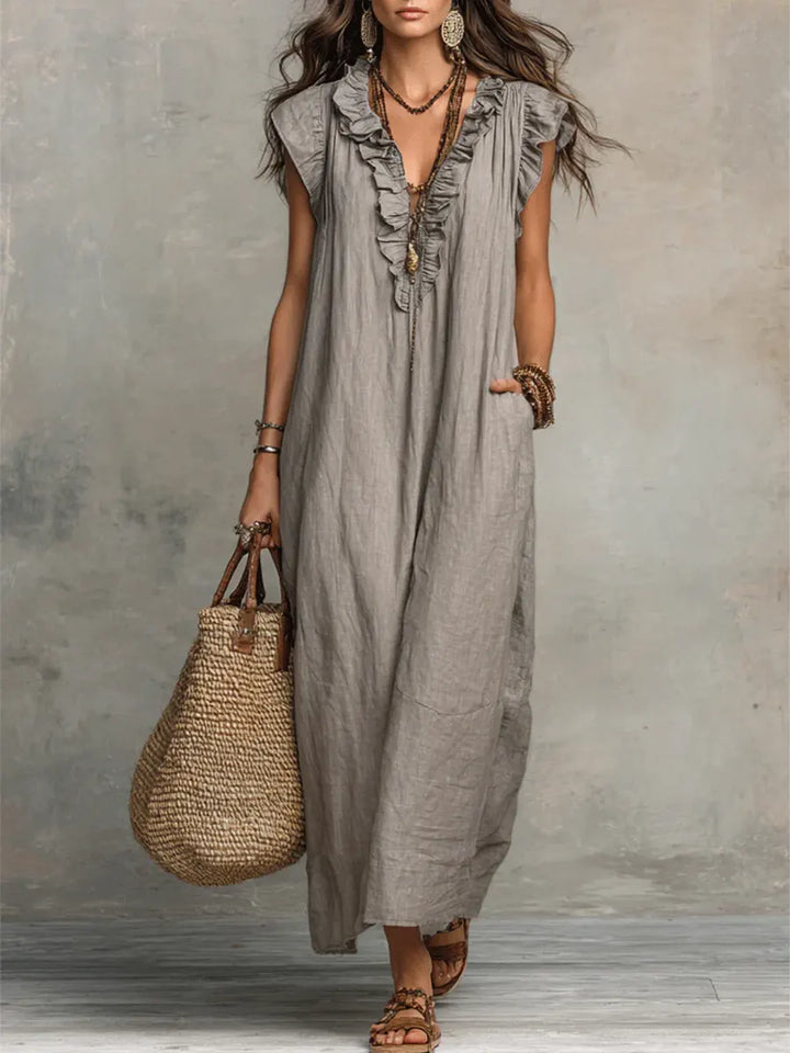 Camellia™ | Long Linen & Cotton Bohemian Dress