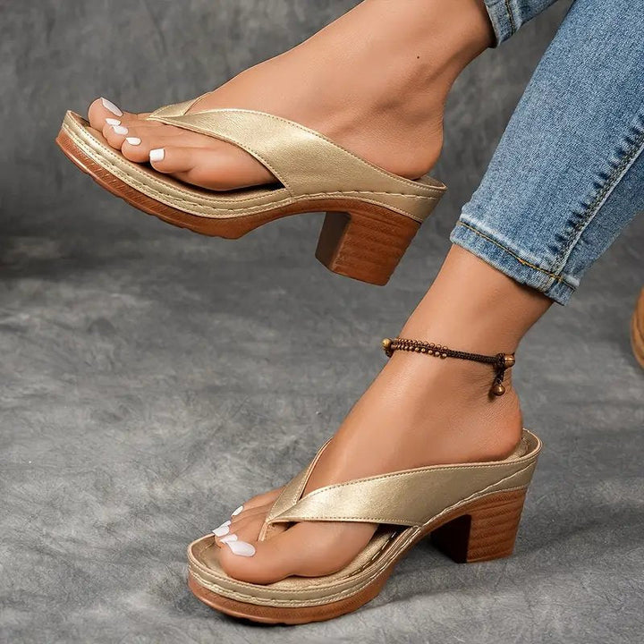 Olivia™ | Breathable Perforated Thong Block Heel Sandals