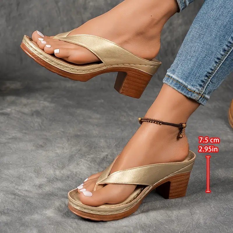 Olivia™ | Breathable Perforated Thong Block Heel Sandals