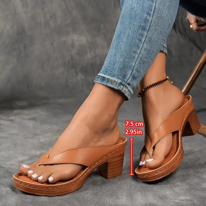 Olivia™ | Breathable Perforated Thong Block Heel Sandals