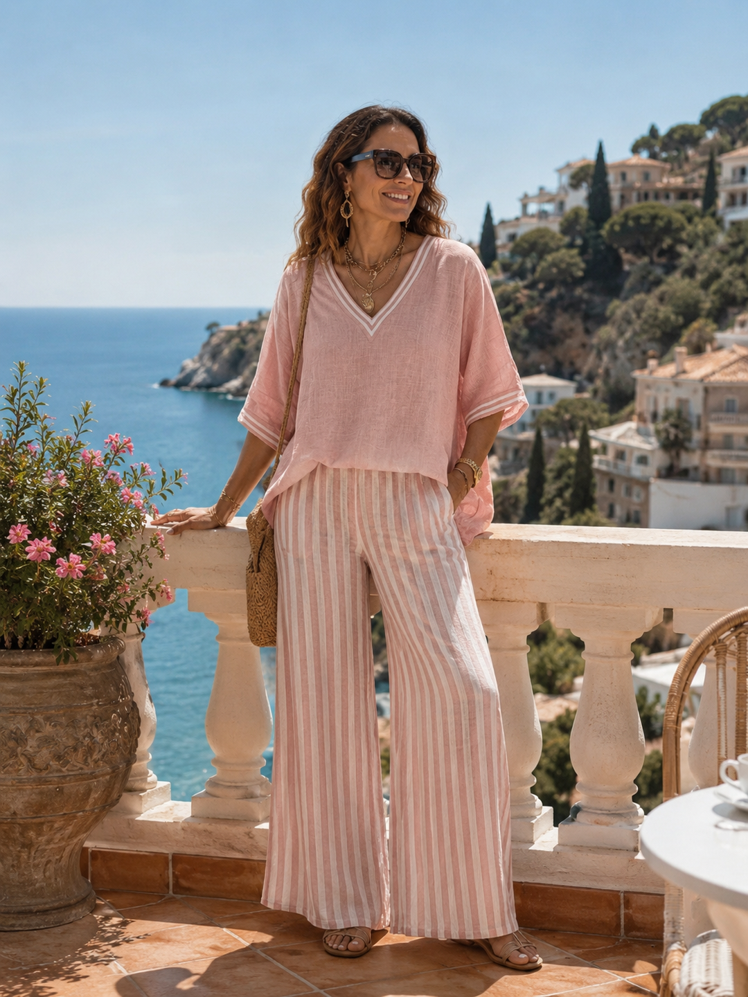 Amélia™ | Luxe Striped Linen Lounge Set