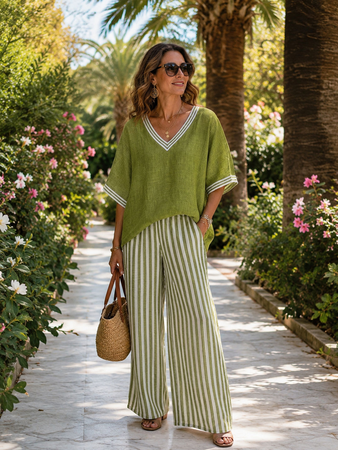 Amélia™ | Luxe Striped Linen Lounge Set