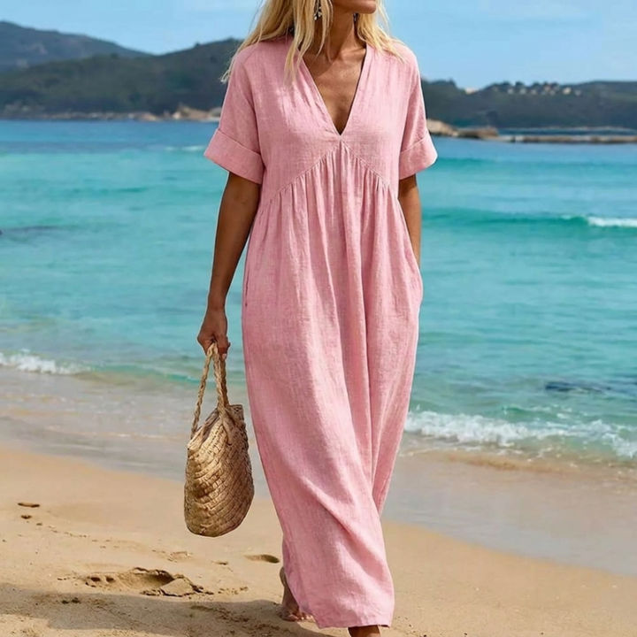 Viviana™ | Long Linen & Cotton Maxi Dress